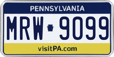 PA license plate MRW9099