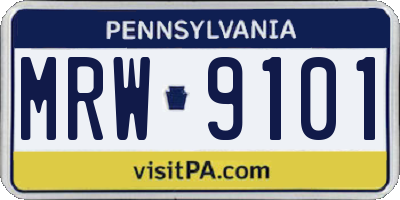 PA license plate MRW9101