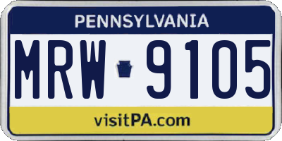 PA license plate MRW9105