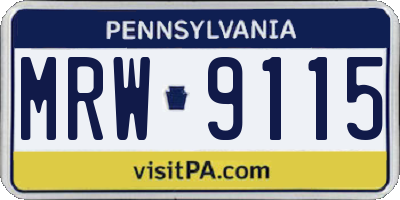 PA license plate MRW9115