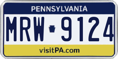 PA license plate MRW9124