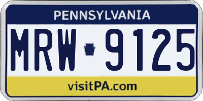 PA license plate MRW9125