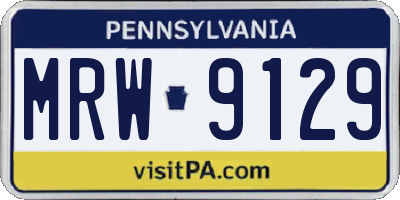 PA license plate MRW9129