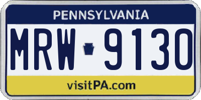 PA license plate MRW9130