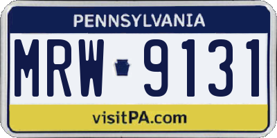 PA license plate MRW9131