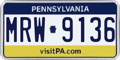 PA license plate MRW9136