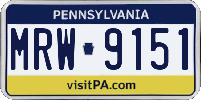 PA license plate MRW9151