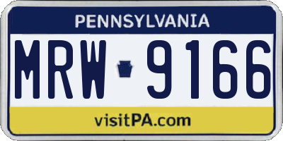 PA license plate MRW9166