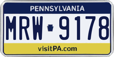PA license plate MRW9178