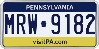PA license plate MRW9182