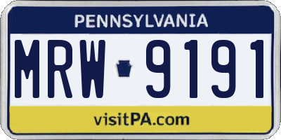 PA license plate MRW9191