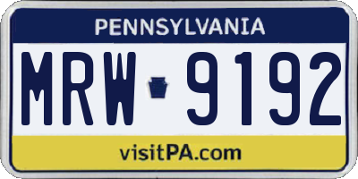 PA license plate MRW9192