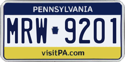 PA license plate MRW9201