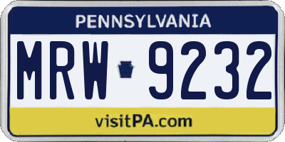 PA license plate MRW9232