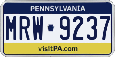 PA license plate MRW9237