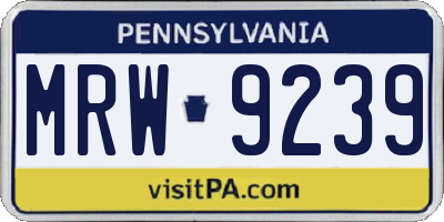 PA license plate MRW9239