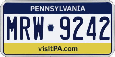 PA license plate MRW9242