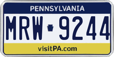 PA license plate MRW9244