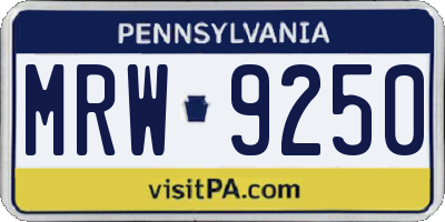 PA license plate MRW9250