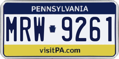 PA license plate MRW9261