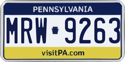 PA license plate MRW9263