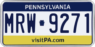 PA license plate MRW9271