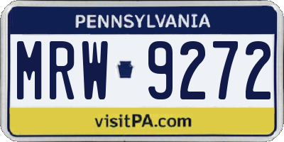 PA license plate MRW9272