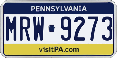 PA license plate MRW9273