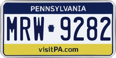 PA license plate MRW9282