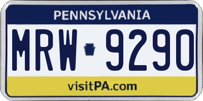 PA license plate MRW9290