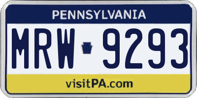 PA license plate MRW9293