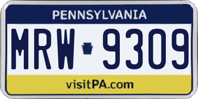 PA license plate MRW9309