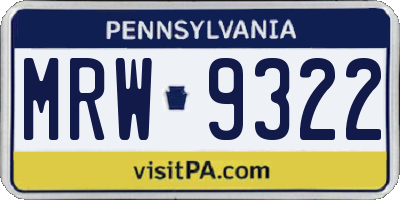 PA license plate MRW9322