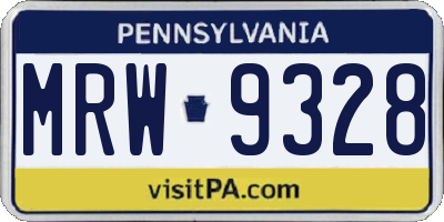 PA license plate MRW9328