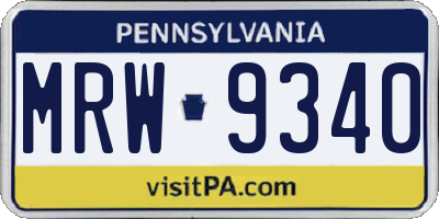 PA license plate MRW9340