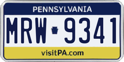 PA license plate MRW9341