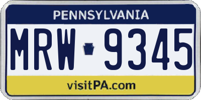PA license plate MRW9345