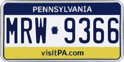 PA license plate MRW9366