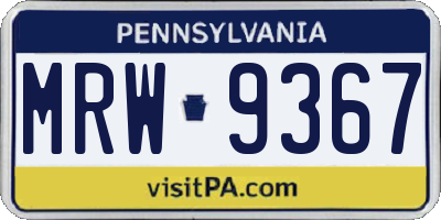 PA license plate MRW9367