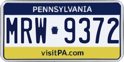 PA license plate MRW9372