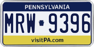 PA license plate MRW9396