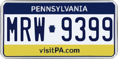 PA license plate MRW9399