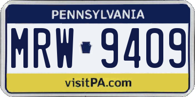 PA license plate MRW9409