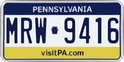 PA license plate MRW9416