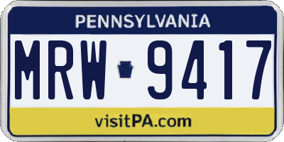 PA license plate MRW9417