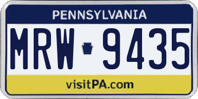 PA license plate MRW9435