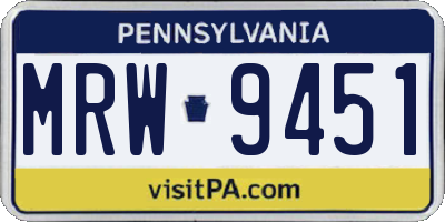 PA license plate MRW9451