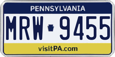 PA license plate MRW9455
