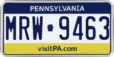 PA license plate MRW9463