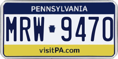 PA license plate MRW9470